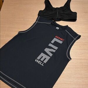 GNC Black Sleeveless Top and Sports Bra Set